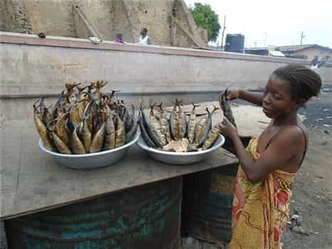 Accra<br>Smoked mackerel sellers in Jamestown