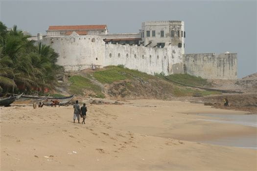 Cape Coast Castle Museum<br>Cape Coast Castle see from the beach