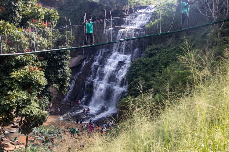 Kintampo Waterfalls<br>The walkway across the falls